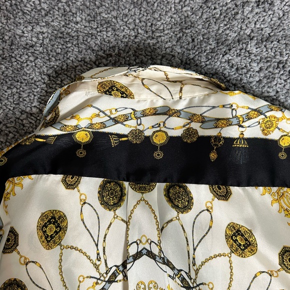 Zara Woman Ecru Chain Scarf Print Button Down Blouse Size
Small - Picture 7 of 11